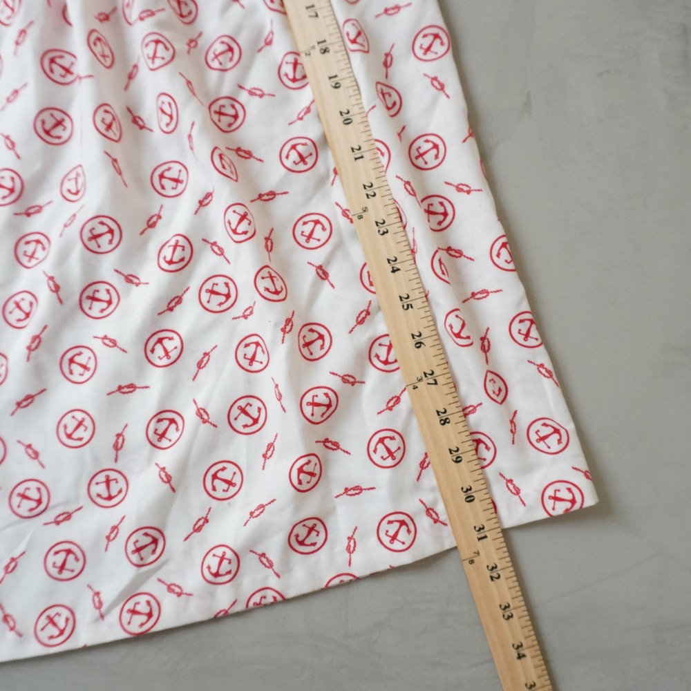 Vintage Anchor Print Midi Skirt Medium Womens White Red Pleated Coastal - Picture 7 of 7